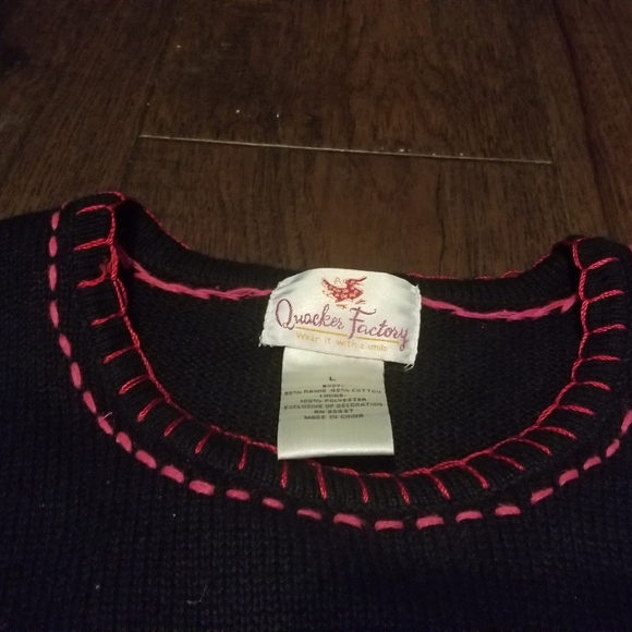 Ugly Christmas Sweater Quacker Factory L Christmas Tree Black Long Sleeve - Picture 3 of 15